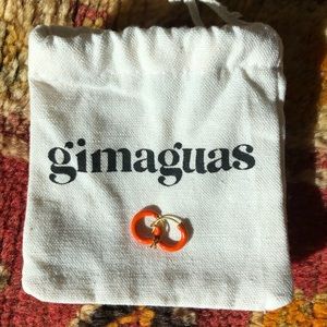 Handmade lacquer gold and orange hoops